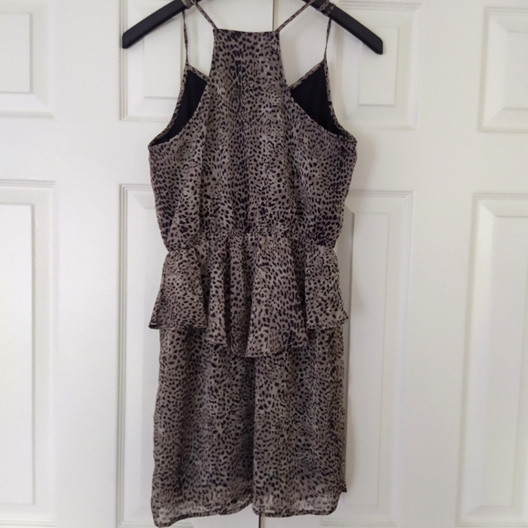 Leopard Animal Print Chiffon Peplum Summer Dress - Picture 2 of 9